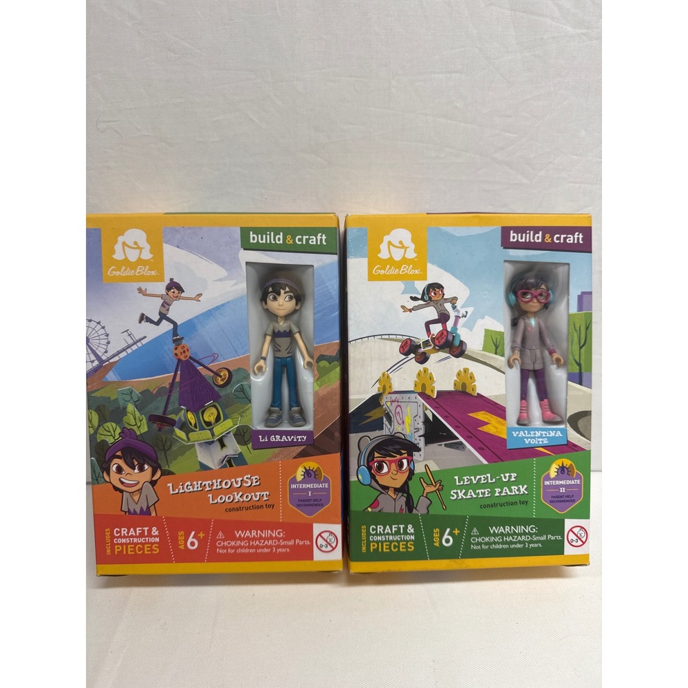 GoldieBlox STEM Building Craft Set Bundle Lighthouse Lookout Level-Up Skate Park
